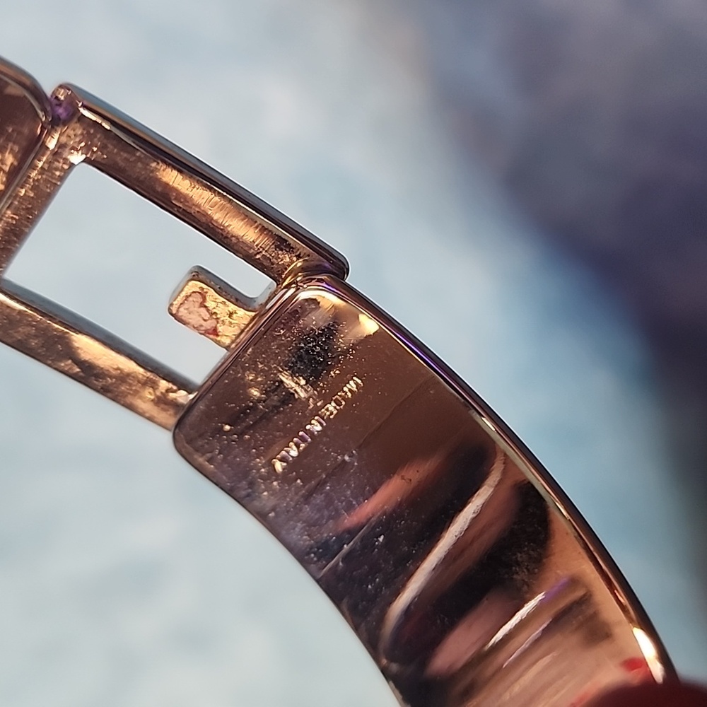 Gucci Plum Patent Leather Silver Bangle Cuff G Bracelet - Picture 5 of 5